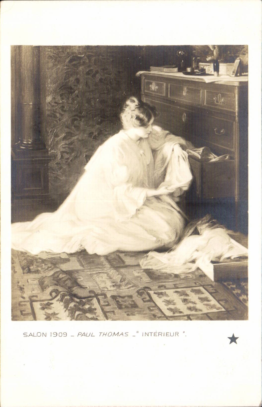 CPA Fantaise Salon 1909 Paul Thomas Interieur
