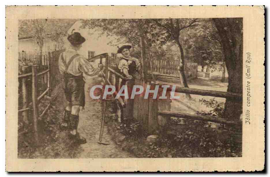 CPA Italie Italia Jdilio campestre ( Emil Rau ) ( folklore costume coiffe )