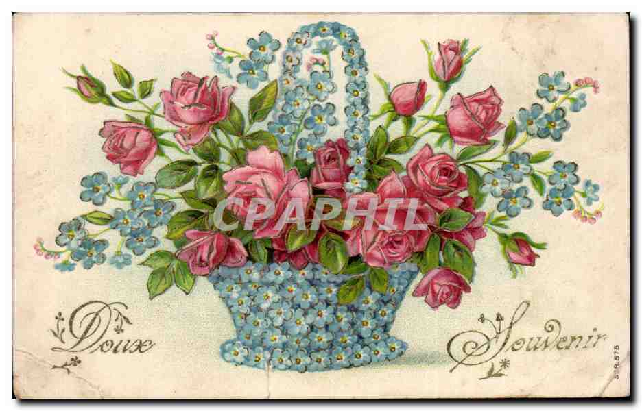 CPA Fantaisie Fleurs Doux souvenir 