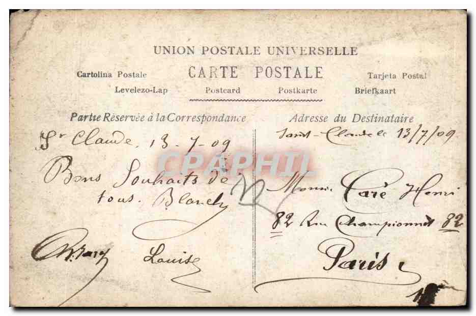 Frau in Rüschenkleid — vor blühendem Rahmen mit Aufschrift 'Vive Henri' und 'Bonne Année' — Verlag nicht sichtbar, n° 783 — Rückseite