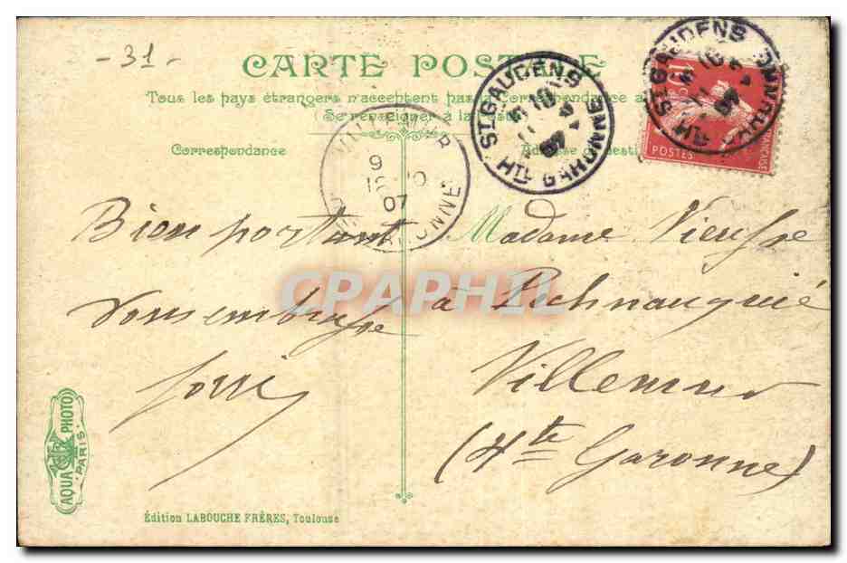 Luchon — Le Casino Municipal — Édition LABOUCHE FRÈRES, Toulouse, n° 2731 — Rückseite