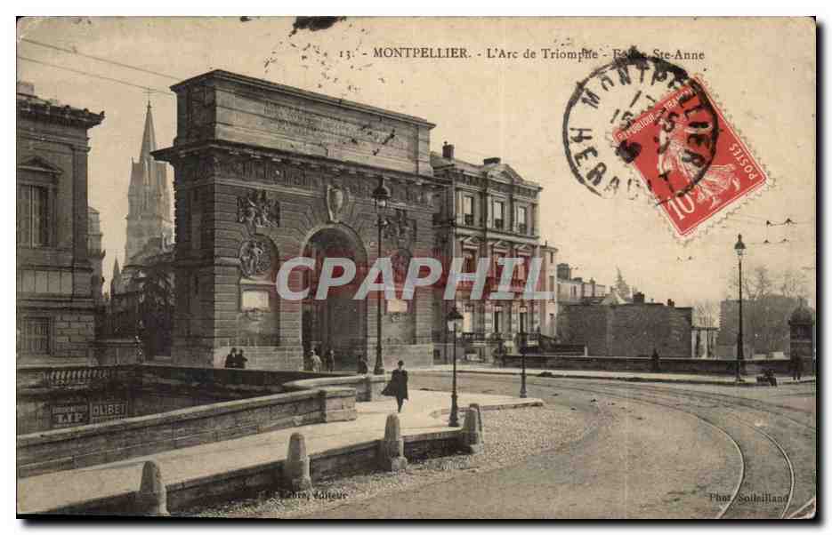 CPA Montpellier L'Arc de TRiomphe Eglise Ste Anne
