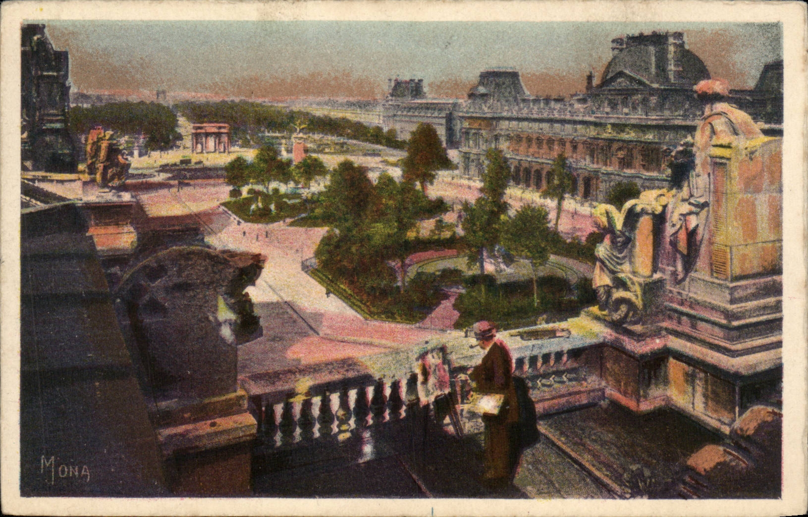 Paris CPA Perspective sur les jardins du Louvre et des Tuileries 