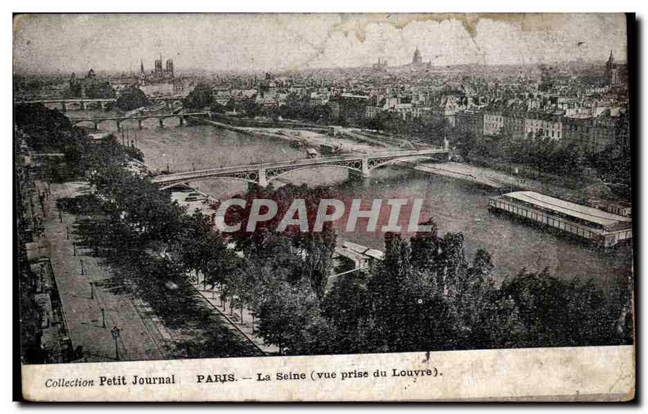 Paris CPA la Seine (vue prise du Louvre)