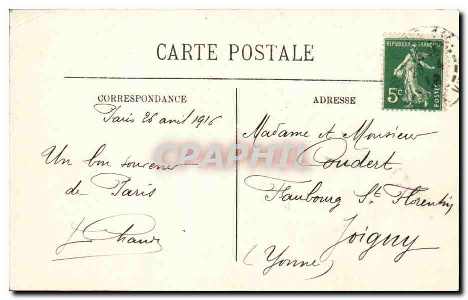 Paris CPA Boulevard des Italiens — Rückseite