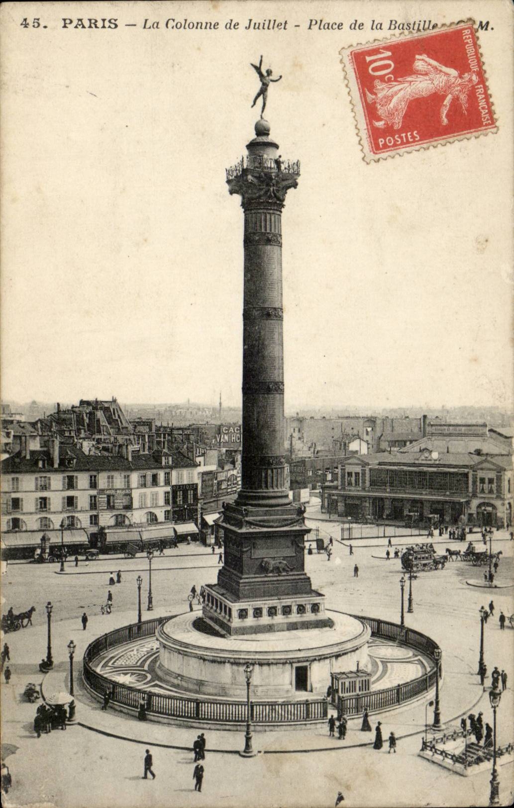 Paris CPA La place de la Bastille Colonne de Juillet