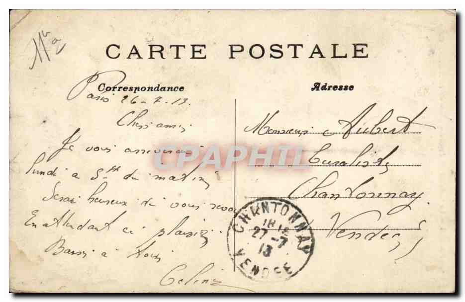 Paris CPA La place de la Bastille Colonne de Juillet — Rückseite