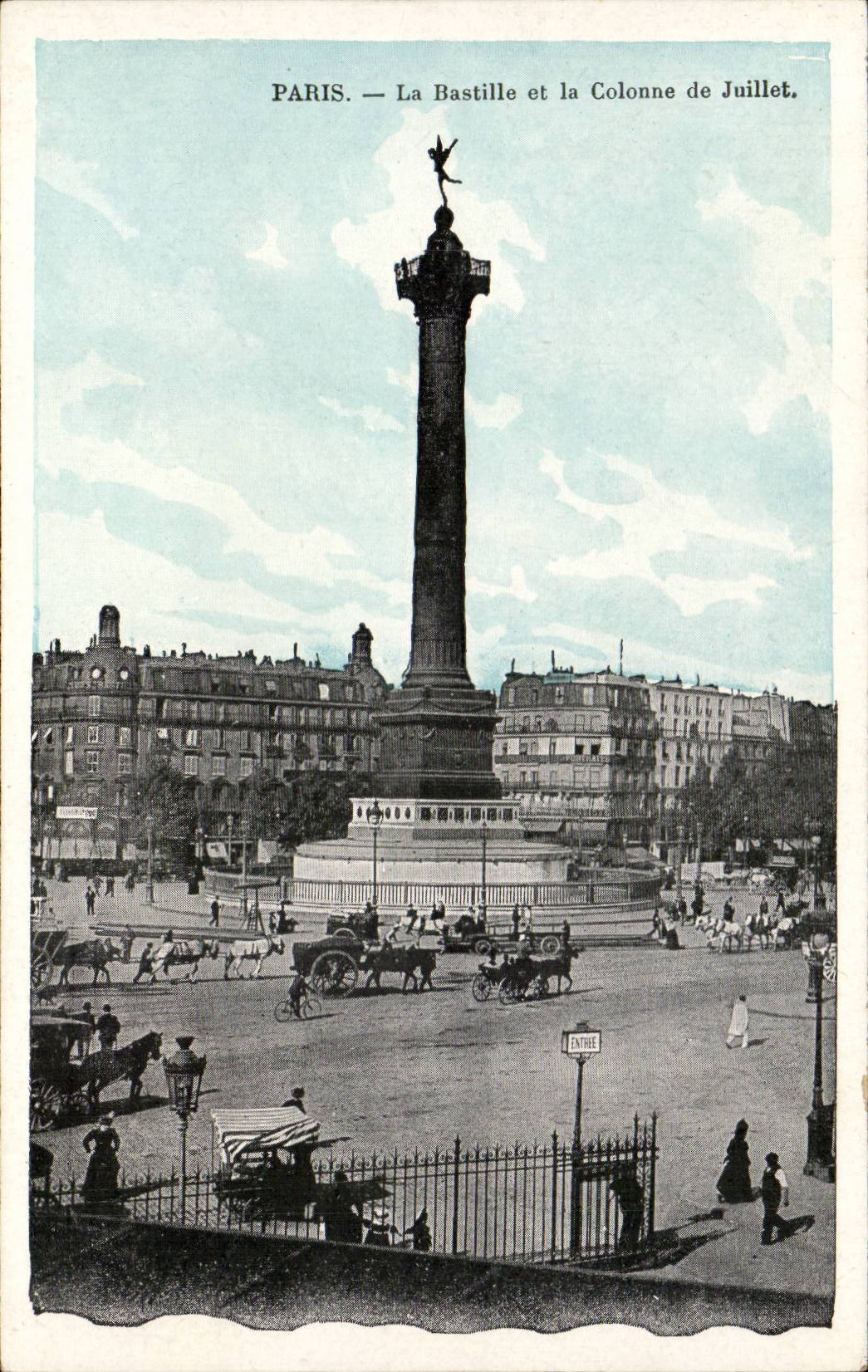 Paris CPA La Bastille et la colonne de Juillet