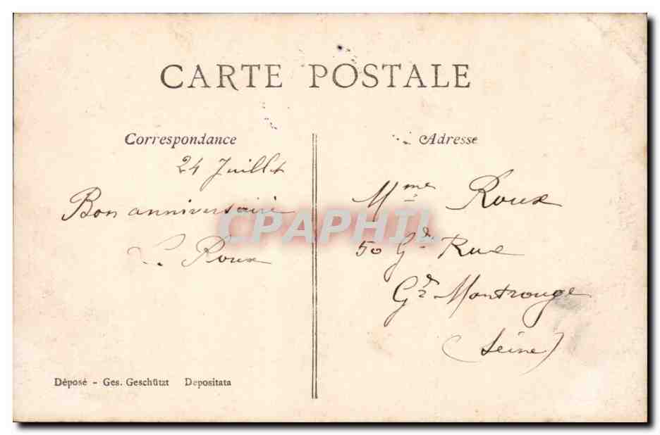 Femme avec bouquet de fleurs — Anniversaire — A. D. S. n° 408 — Reverso