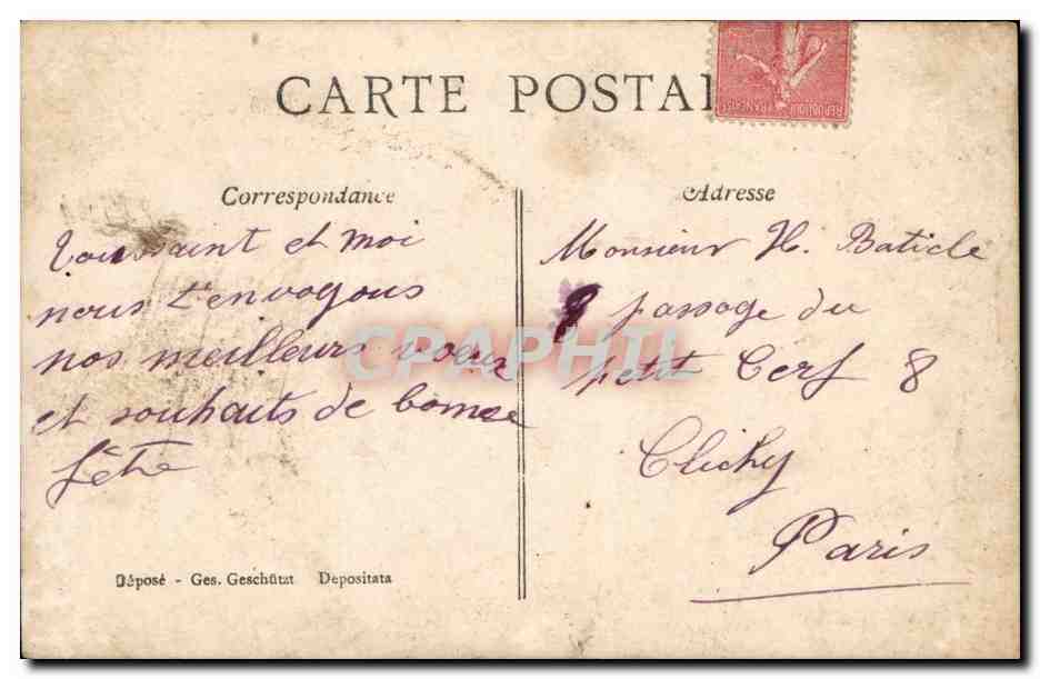 Femme arrosant des fleurs — carte postale de la série 'Aujourd'hui Saint Henri' — éditée par A&S n°317 — Verso