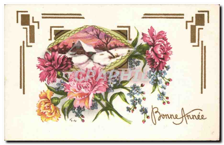 CPM Fantaisie Fleurs Bonne annee
