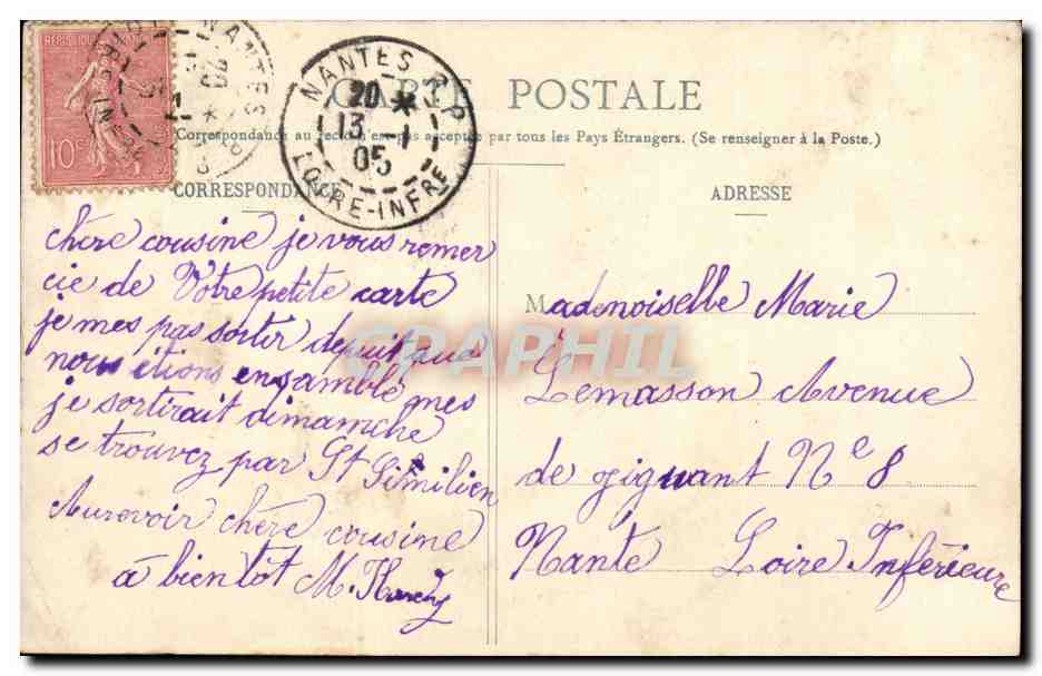 Jeune femme à côté d'un vase de fleurs — Commandements de la Jeune Fille à Marier — Phototypie A. Brenner à Nantes — Verso