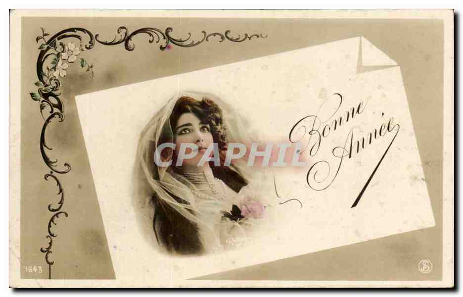 Jeune femme en voile — Bonne Année — CPAPHIL 1643