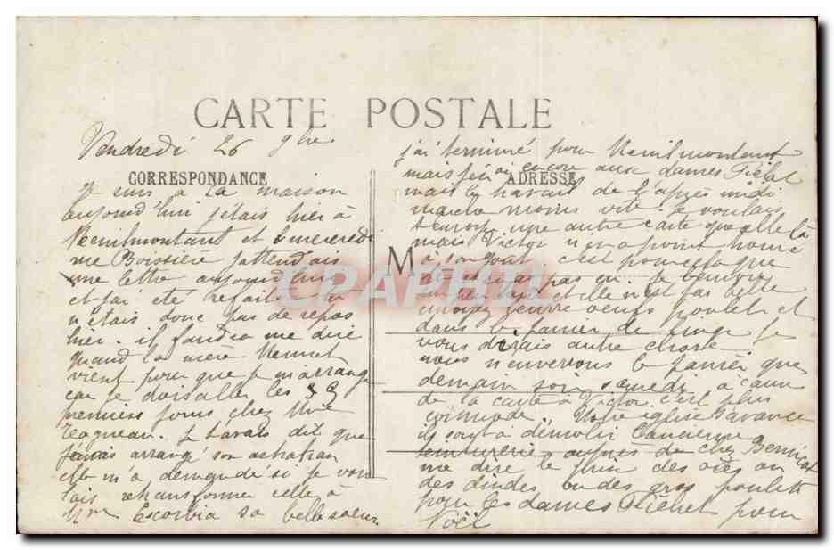 CPA Fantaisie Homme Ste CAtherine — Back