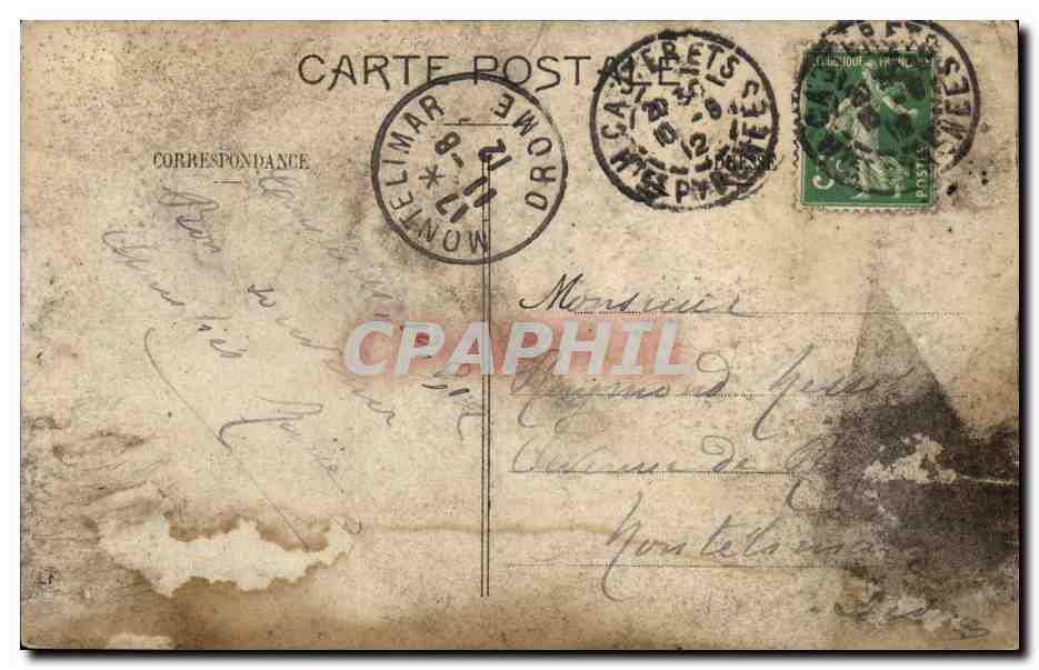CPA Chiens des Pyrenees Le dejeuner dog chien — Verso