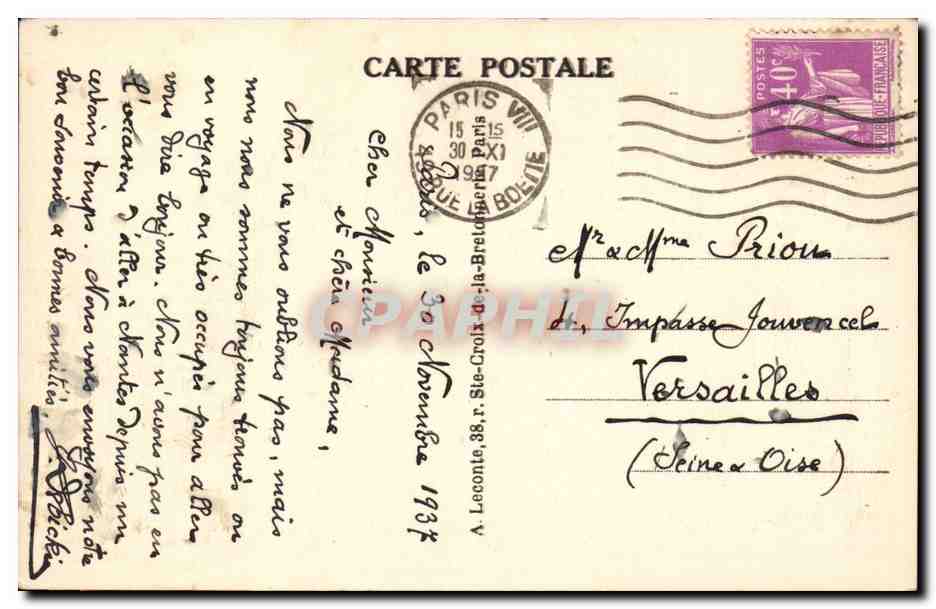 Paris CPA Ecole militaire — Rückseite