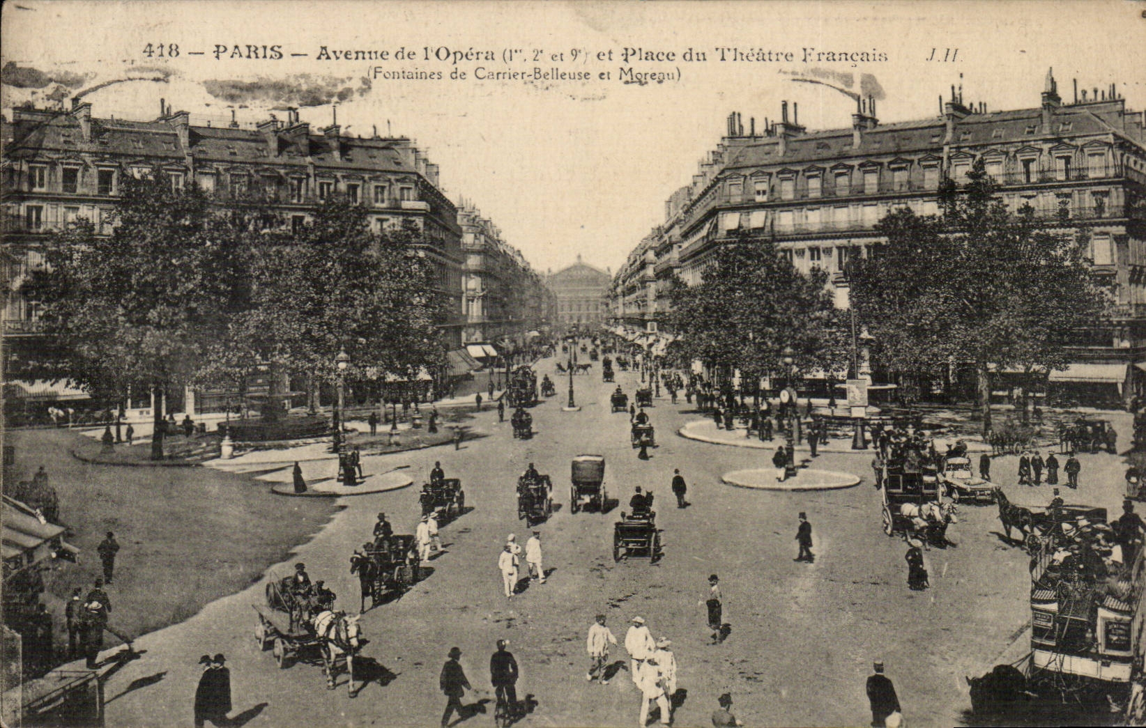 Paris CPA Avenue de l'opera et place du theatre francais