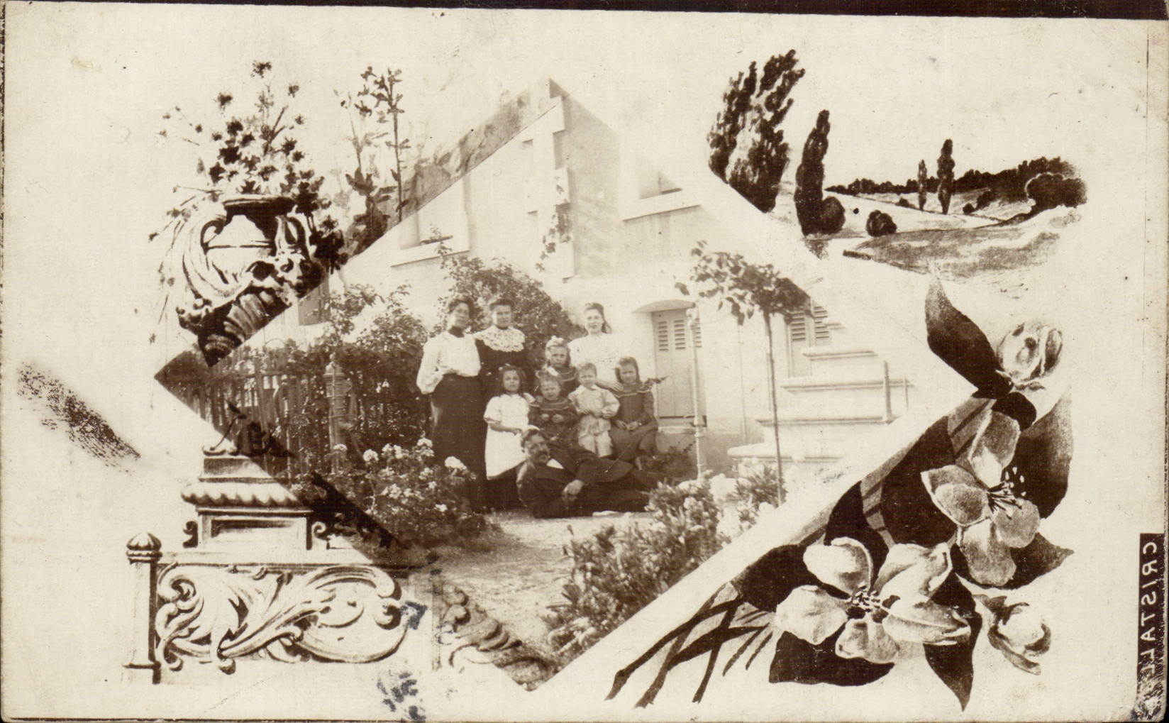 CPA CARTE PHOTO Tours Fantaisie FAmille a la campagne 