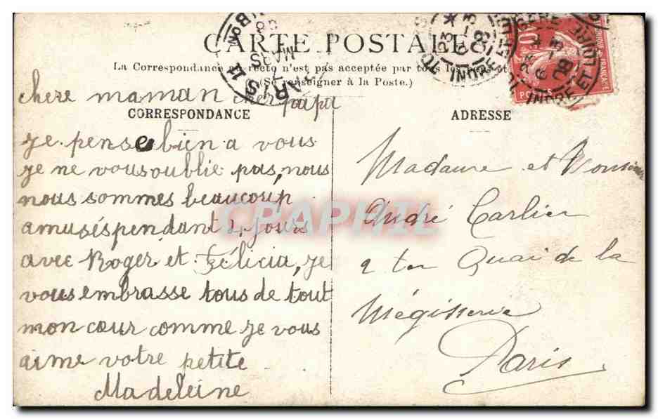 CPA CARTE PHOTO Tours Fantaisie FAmille a la campagne  — Verso