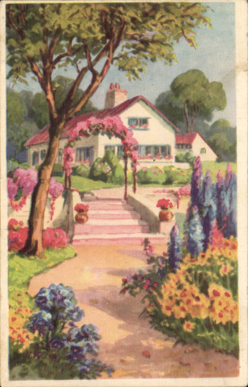 CPA Fantaisie Maison et jardin
