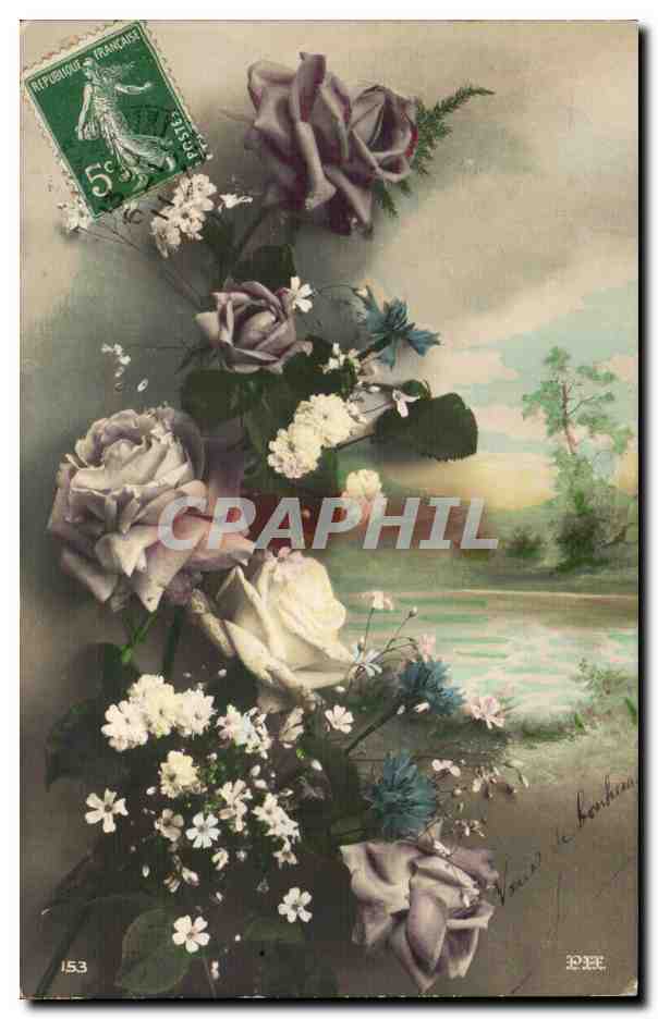 CPA Fantaisie Fleurs Roses