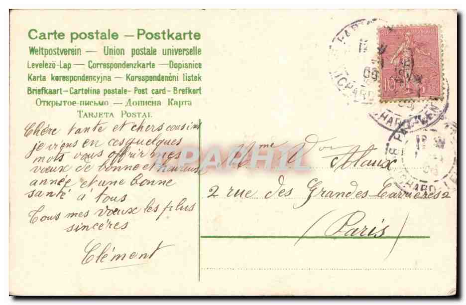 CPA Fantaisie Fleurs Bonne annee — Verso
