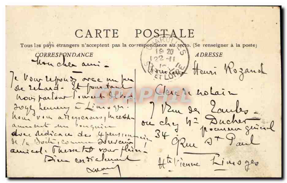 CPA Fantaisie Lamartine a 20 ans — Verso