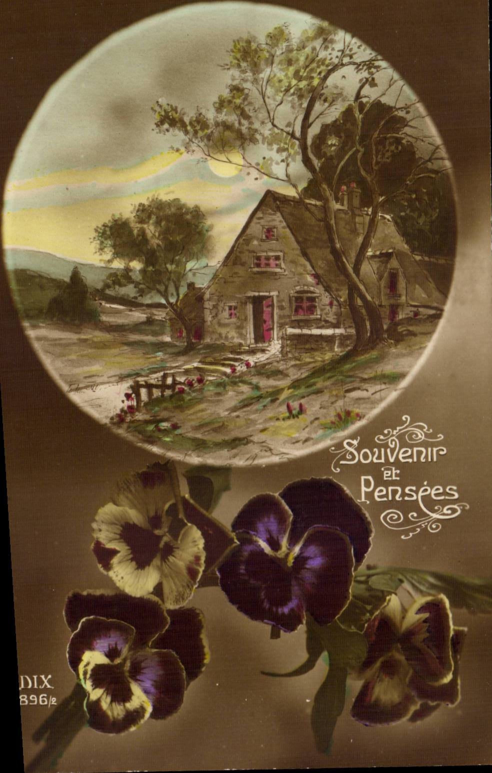 CPA Fantaisie Souvenir et pensees