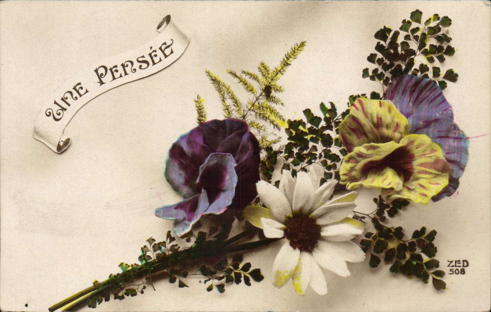 CPA Fantaisie Fleurs Une pensee