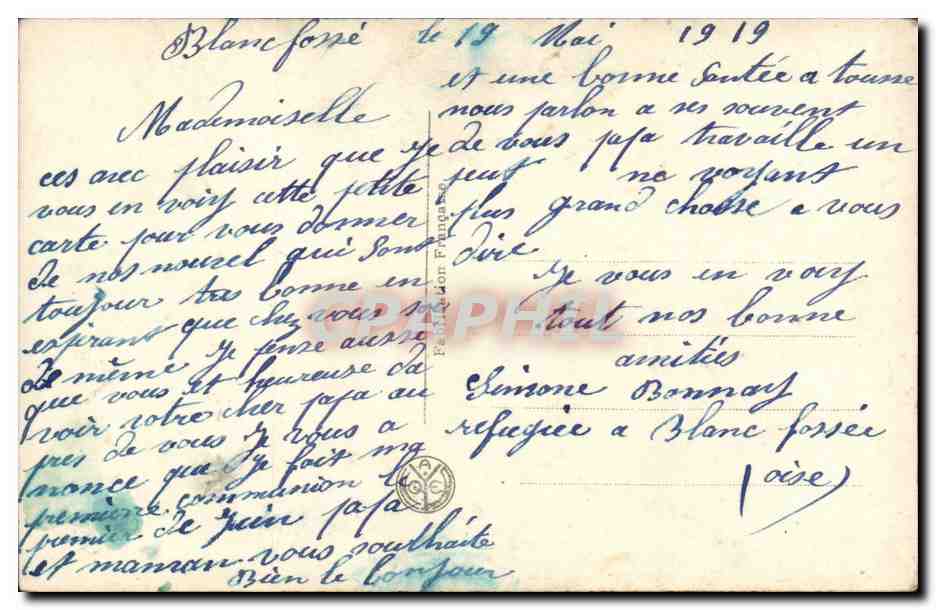 CPA Fantaisie Fleurs Une pensee — Verso