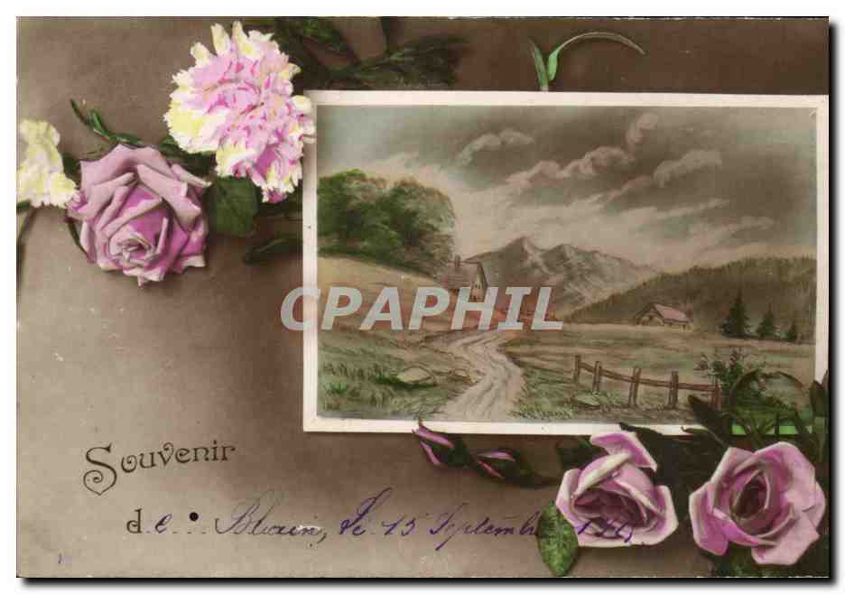 CPA Fantaisie Fleurs Souvenir
