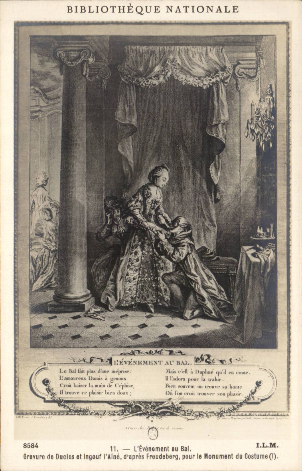 CPA Fantaisie Bibliotheque Nationale L'evenement au bal Duclos et Ingouf l'aine d'apres Freudeberg costume