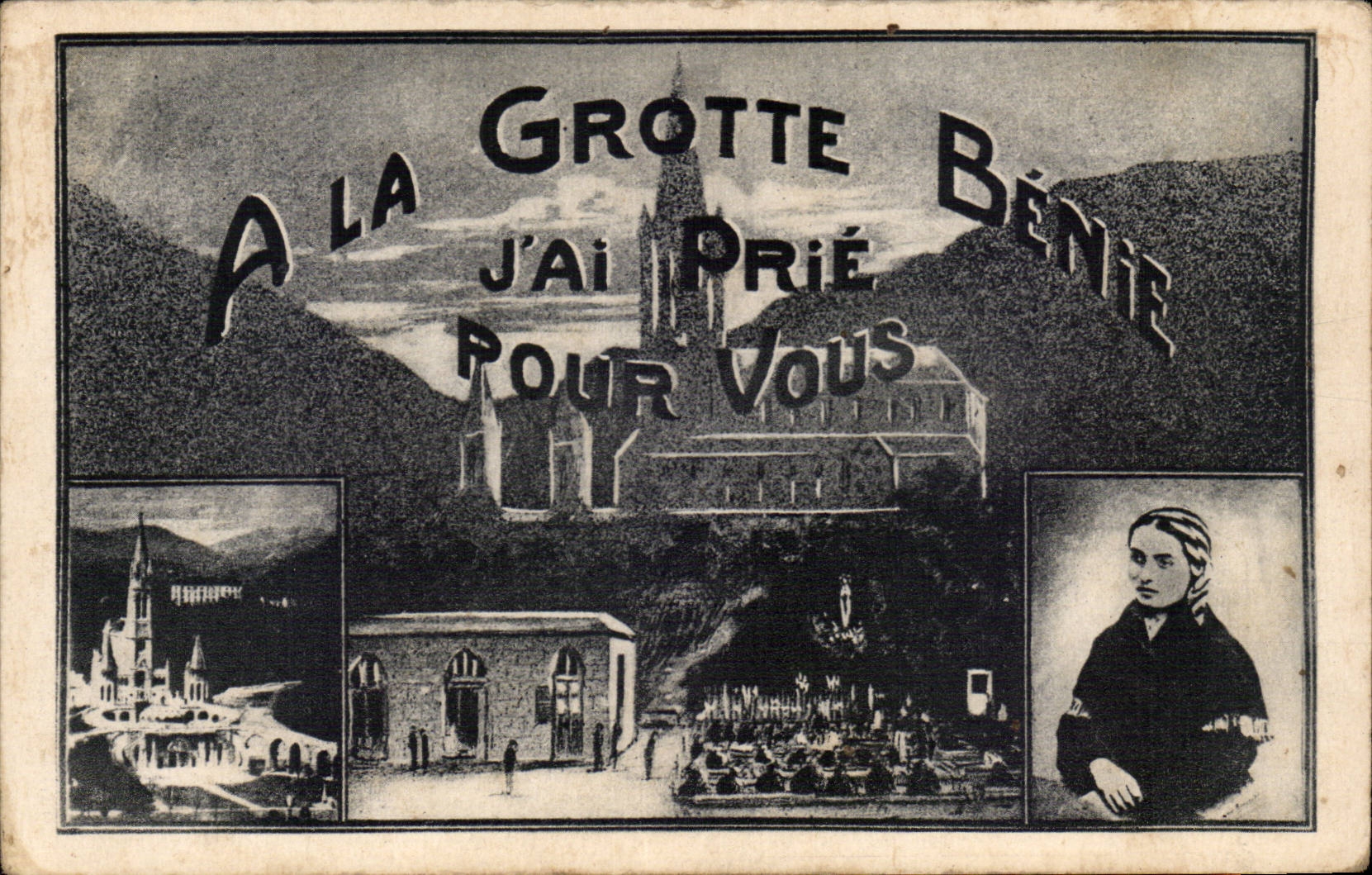 CPA Lourdes a la grotte benie j'ai prie pour vous