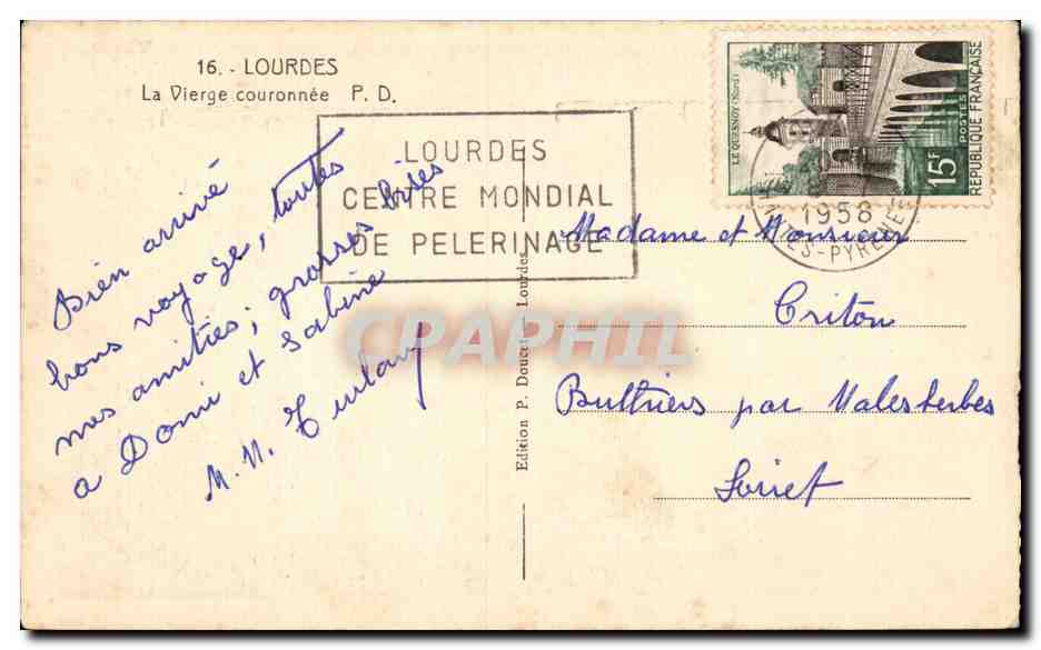 CPA Lourdes la vierge couronnee — Verso