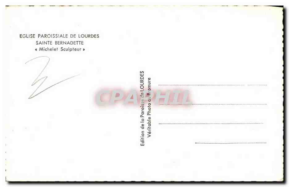 CP M Eglise paroissiale de Lourdes Saint Bernadette Michelet — Verso
