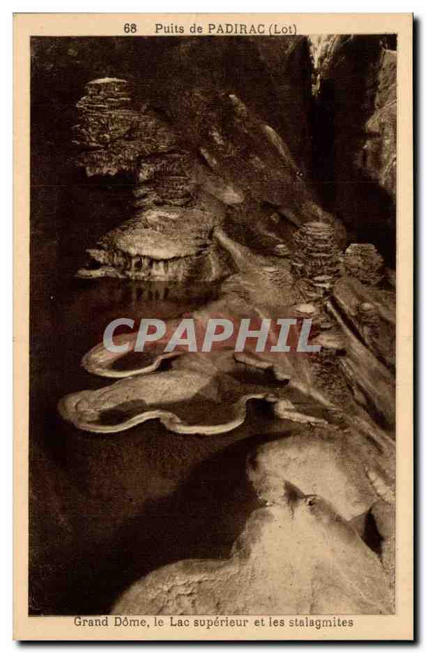 Puits de PADIRAC (Lot) — Grand Dôme, le Lac supérieur et les stalagmites — n°68