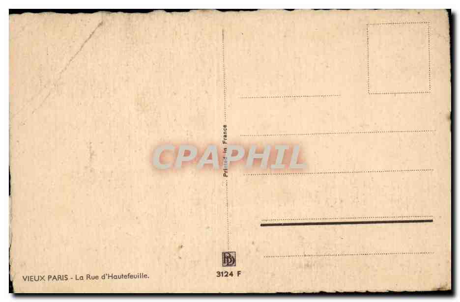 Paris CPA La rue d'Hautefeuille — Verso