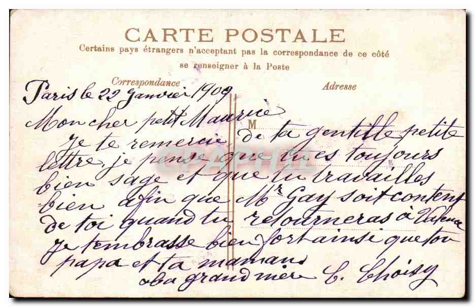 Paris CPA Le grand palais — Verso