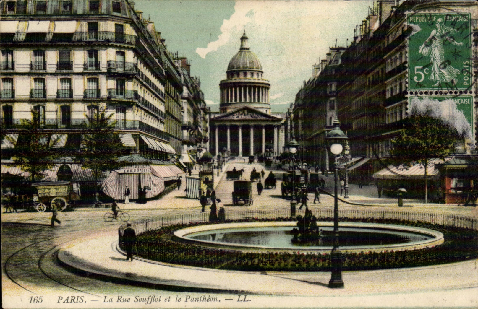 Paris CPA la rue Soufflot et le pantheon