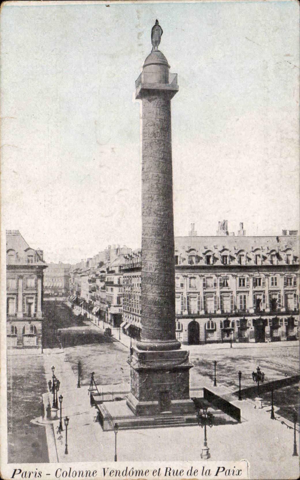 Paris CPA Colonne Vendome et rue de la Paix