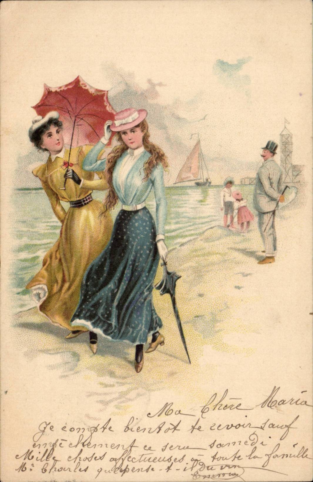 Deux jeunes femmes sur une plage — scène de bain — éditeur anonyme, n°3