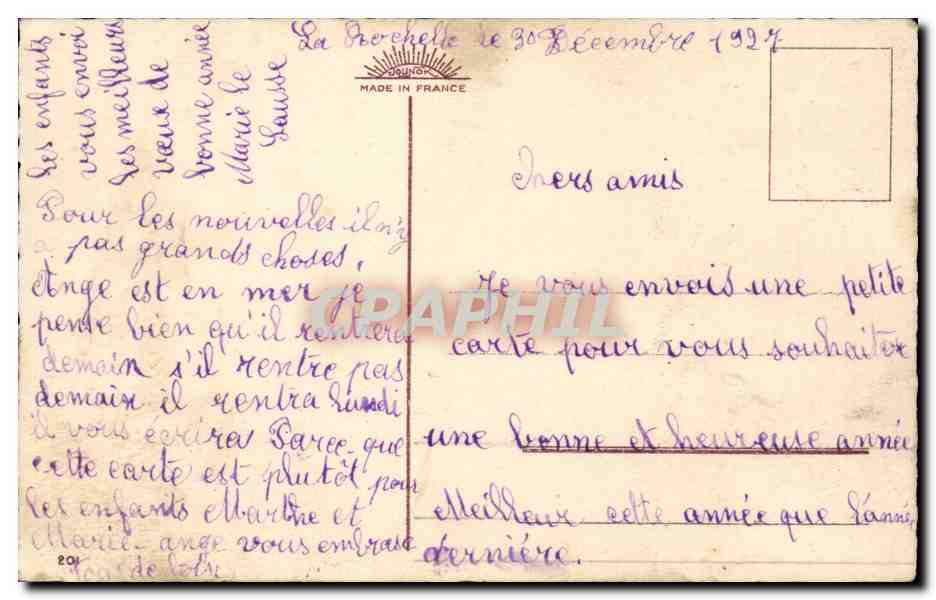 CPA Fantaisie Enfant Chat Chat Bonne annee cat — Verso