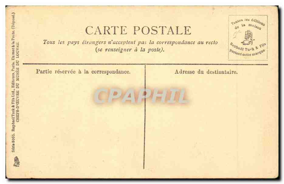 CPA Lancret L'automne Musee du Louvre Ane donkey — Verso