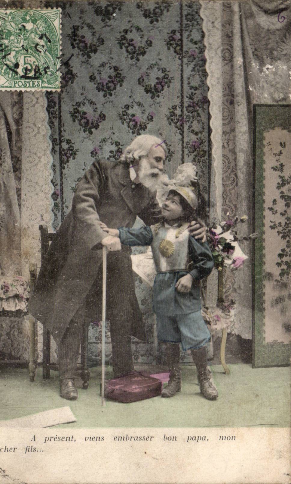 CPA Fantaisie Enfant et vieillard