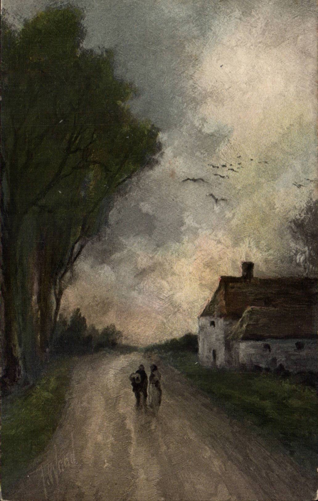 CPA Fantaisie Paysage de campagne