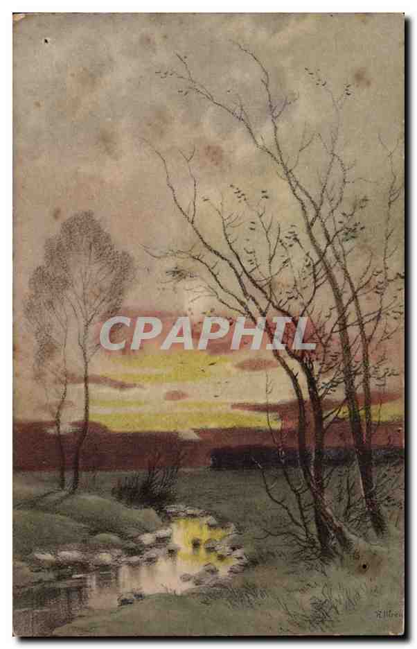 CPA Fantaisie Paysage de campagne