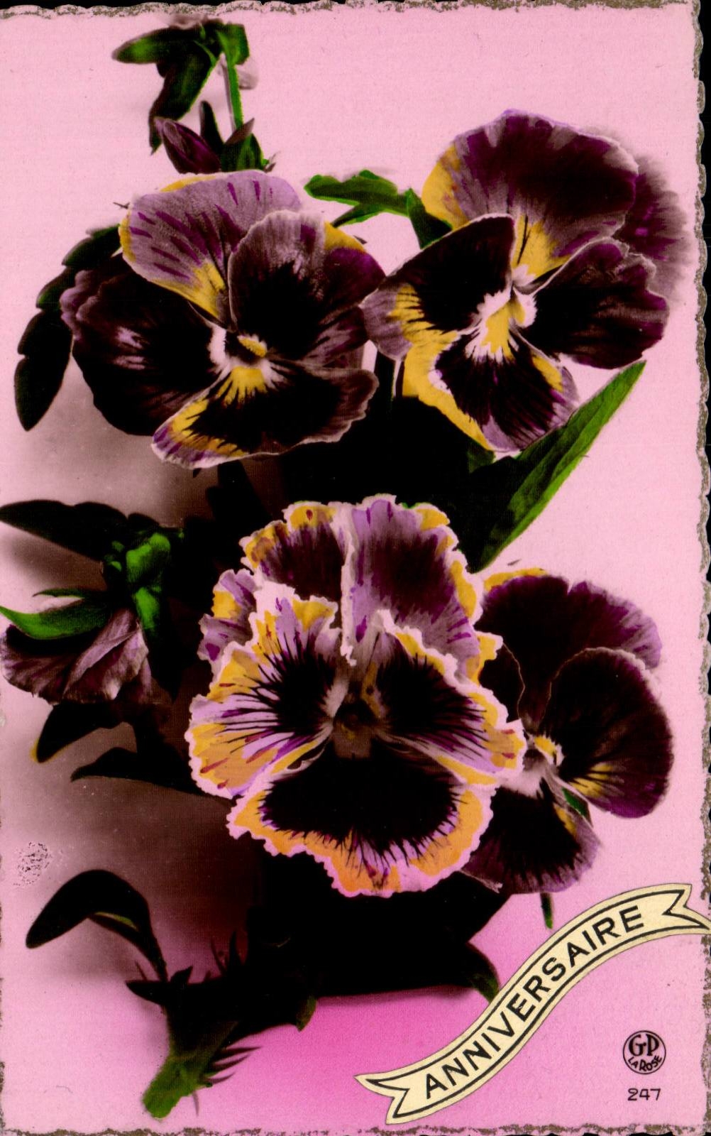 CPA Fantaisie Fleurs Anniversaire