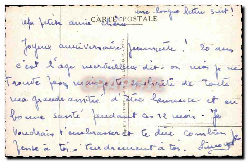 CPA Fantaisie Fleurs Anniversaire — Rückseite