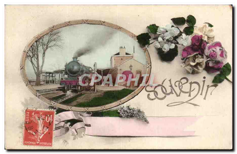 CPA Gare Train Souvenir