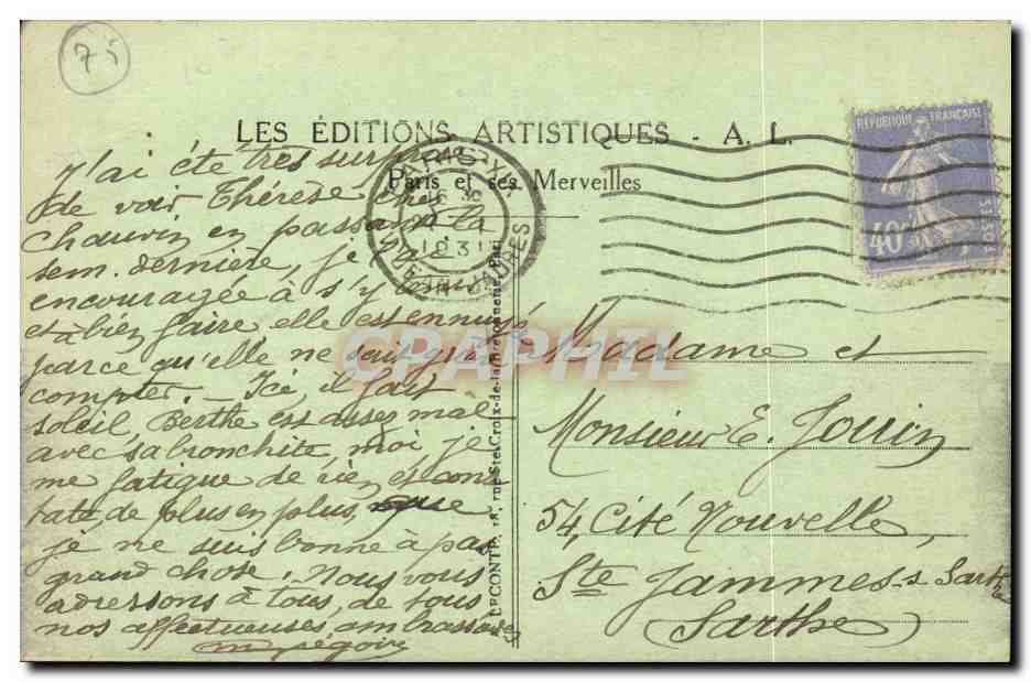 CPA Paris Place de la Republique — Rückseite